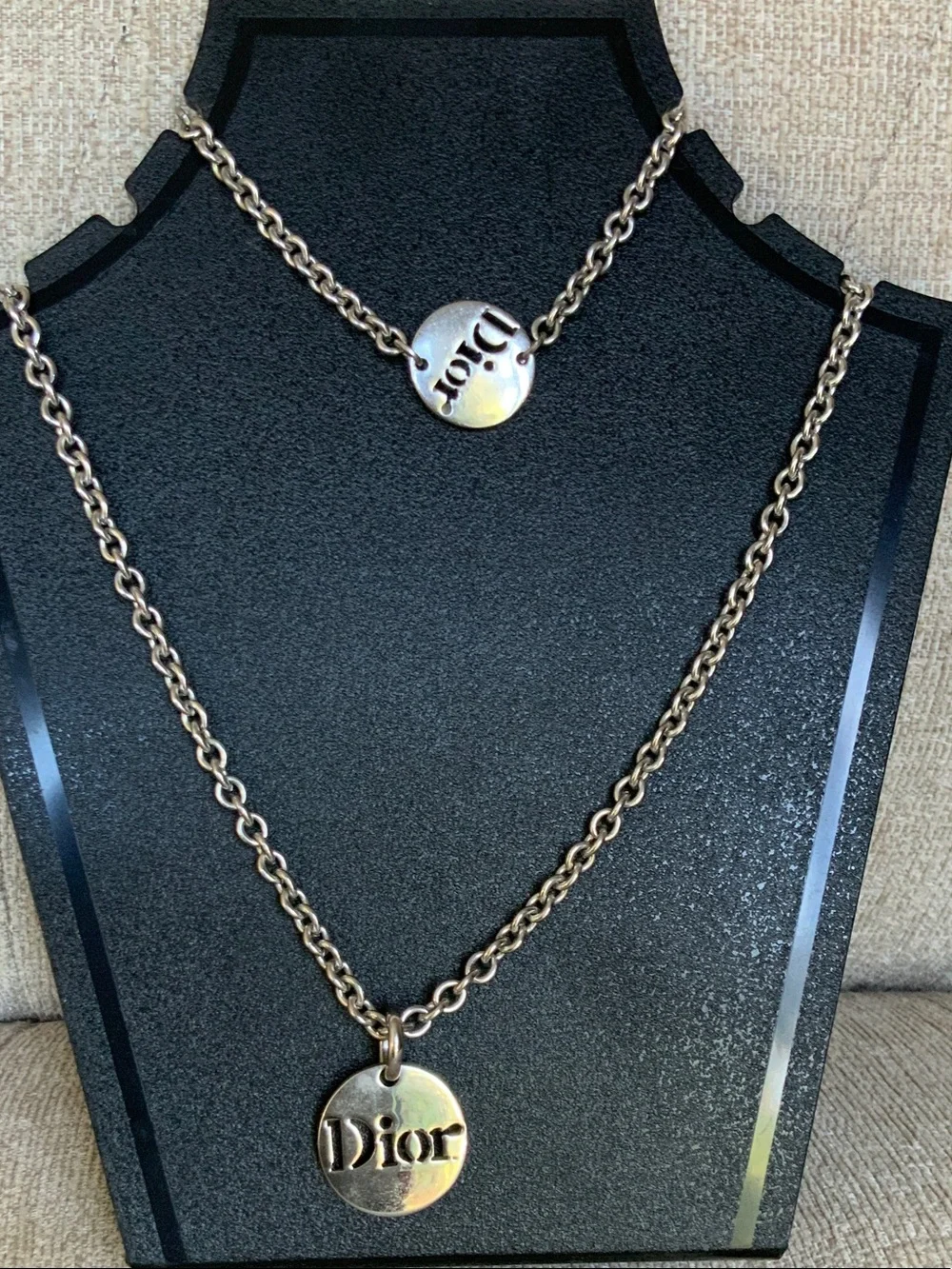 Dior Silver Disc 18 inch Pendant Necklace/Bracelet 8 inches